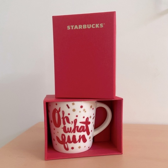 Starbucks “Oh What Fun” Collectible Holiday Confetti Espresso Cup, White/Red - Picture 3 of 5